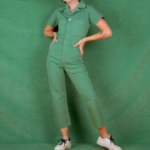 Short Sleeve Big Bud Jumpsuit - Seafoam Green, size Large